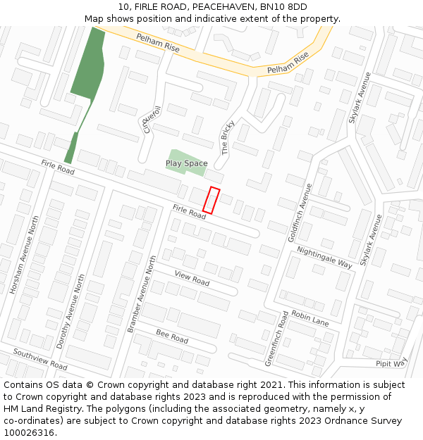 10, FIRLE ROAD, PEACEHAVEN, BN10 8DD: Location map and indicative extent of plot