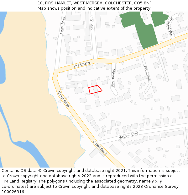 10, FIRS HAMLET, WEST MERSEA, COLCHESTER, CO5 8NF: Location map and indicative extent of plot