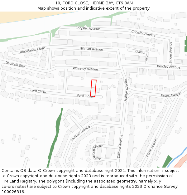 10, FORD CLOSE, HERNE BAY, CT6 8AN: Location map and indicative extent of plot