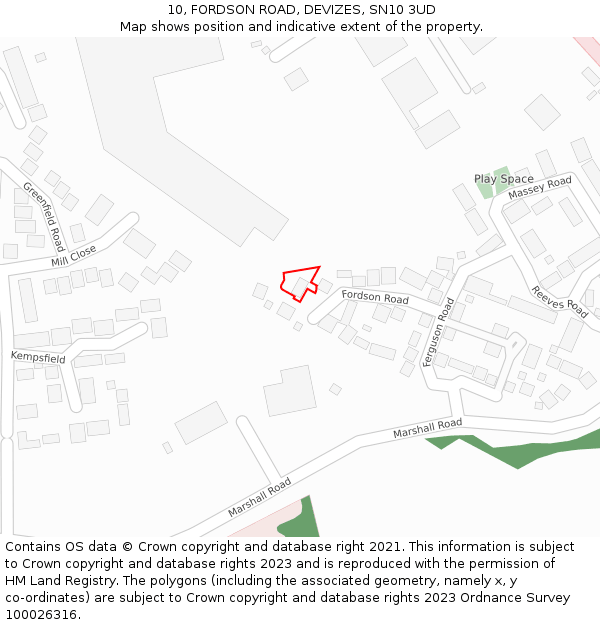 10, FORDSON ROAD, DEVIZES, SN10 3UD: Location map and indicative extent of plot