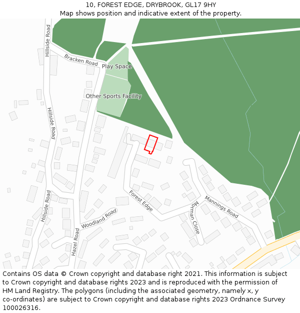 10, FOREST EDGE, DRYBROOK, GL17 9HY: Location map and indicative extent of plot