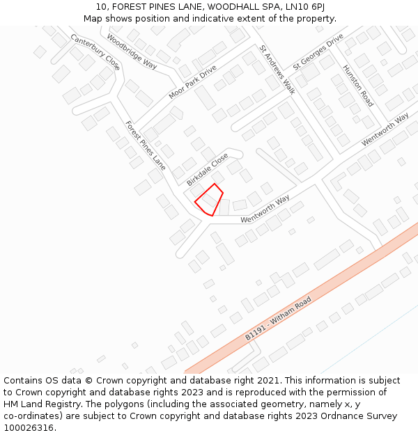 10, FOREST PINES LANE, WOODHALL SPA, LN10 6PJ: Location map and indicative extent of plot