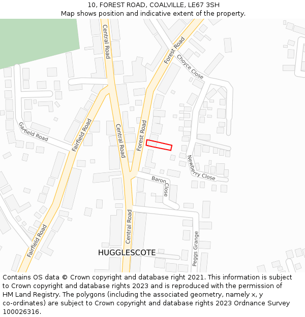 10, FOREST ROAD, COALVILLE, LE67 3SH: Location map and indicative extent of plot