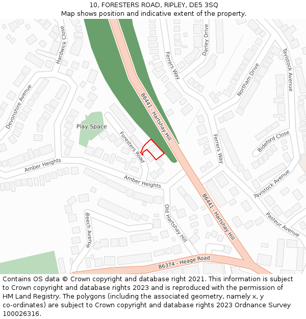 10, FORESTERS ROAD, RIPLEY, DE5 3SQ: Location map and indicative extent of plot