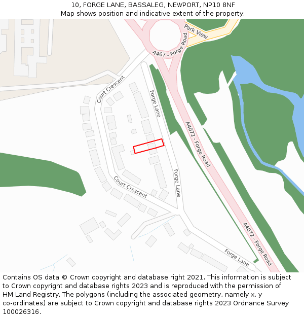 10, FORGE LANE, BASSALEG, NEWPORT, NP10 8NF: Location map and indicative extent of plot