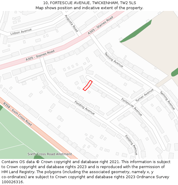 10, FORTESCUE AVENUE, TWICKENHAM, TW2 5LS: Location map and indicative extent of plot