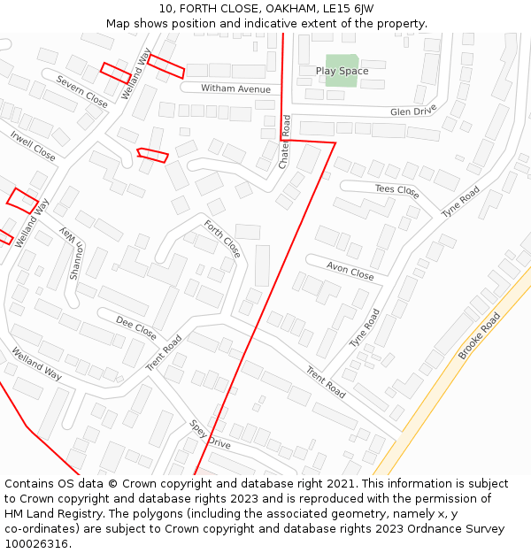 10, FORTH CLOSE, OAKHAM, LE15 6JW: Location map and indicative extent of plot