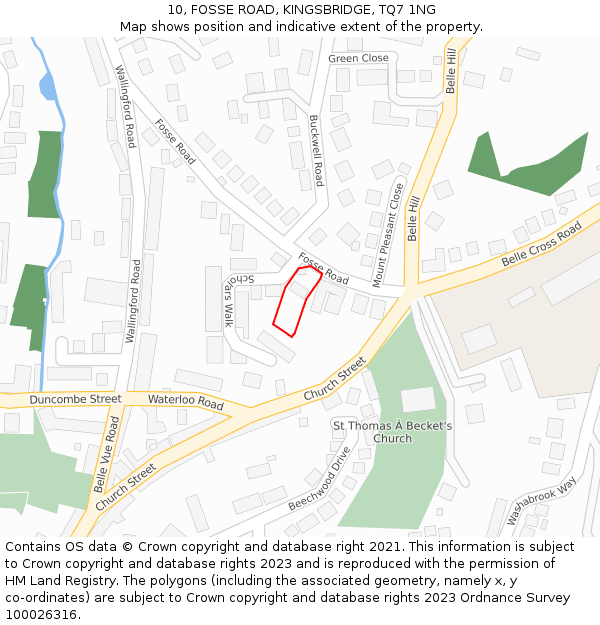 10, FOSSE ROAD, KINGSBRIDGE, TQ7 1NG: Location map and indicative extent of plot