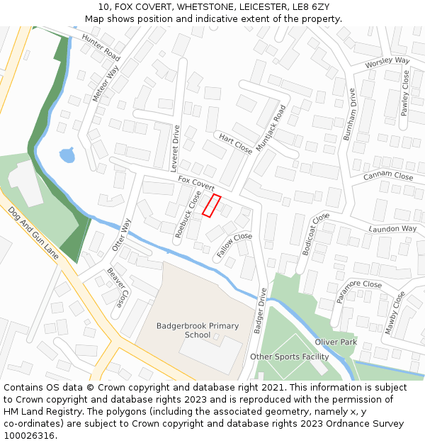 10, FOX COVERT, WHETSTONE, LEICESTER, LE8 6ZY: Location map and indicative extent of plot