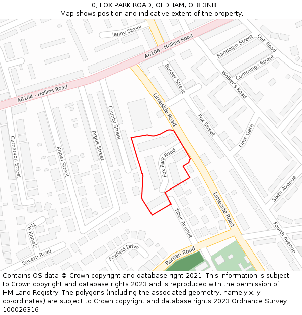 10, FOX PARK ROAD, OLDHAM, OL8 3NB: Location map and indicative extent of plot