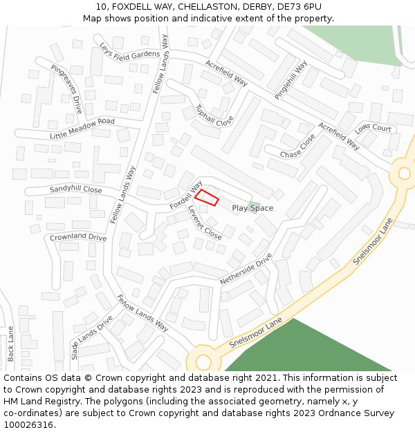 10, FOXDELL WAY, CHELLASTON, DERBY, DE73 6PU: Location map and indicative extent of plot