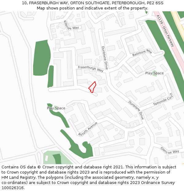 10, FRASERBURGH WAY, ORTON SOUTHGATE, PETERBOROUGH, PE2 6SS: Location map and indicative extent of plot