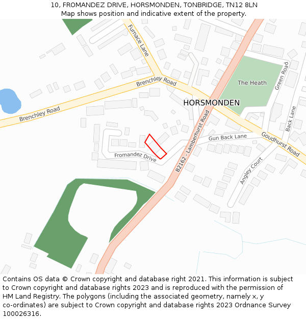 10, FROMANDEZ DRIVE, HORSMONDEN, TONBRIDGE, TN12 8LN: Location map and indicative extent of plot