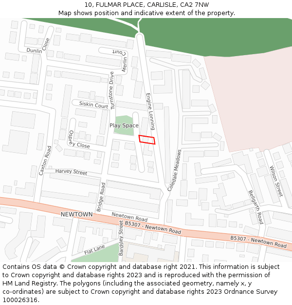 10, FULMAR PLACE, CARLISLE, CA2 7NW: Location map and indicative extent of plot