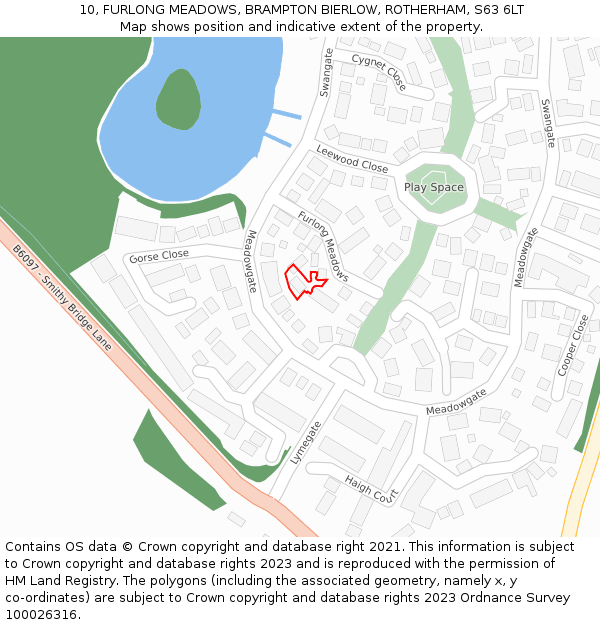 10, FURLONG MEADOWS, BRAMPTON BIERLOW, ROTHERHAM, S63 6LT: Location map and indicative extent of plot