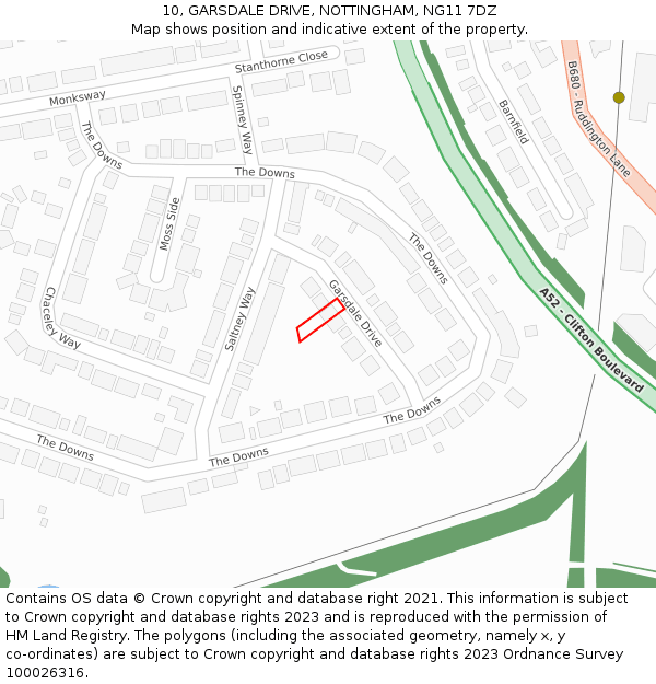 10, GARSDALE DRIVE, NOTTINGHAM, NG11 7DZ: Location map and indicative extent of plot