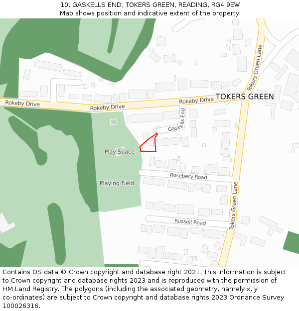 10, GASKELLS END, TOKERS GREEN, READING, RG4 9EW: Location map and indicative extent of plot