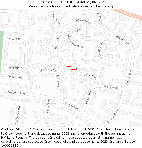 10, GENOA CLOSE, LITTLEHAMPTON, BN17 6SE: Location map and indicative extent of plot