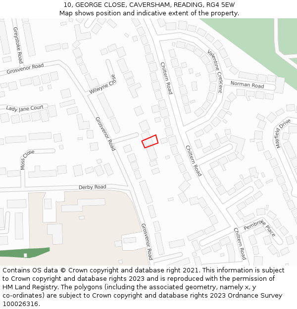 10, GEORGE CLOSE, CAVERSHAM, READING, RG4 5EW: Location map and indicative extent of plot