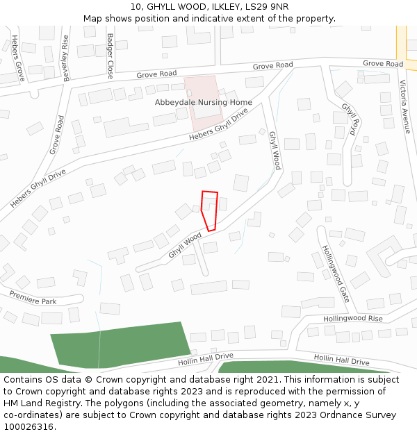 10, GHYLL WOOD, ILKLEY, LS29 9NR: Location map and indicative extent of plot