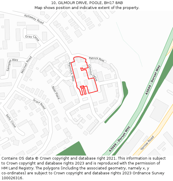 10, GILMOUR DRIVE, POOLE, BH17 8AB: Location map and indicative extent of plot