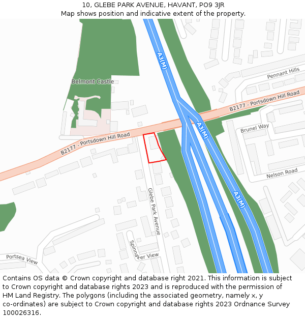 10, GLEBE PARK AVENUE, HAVANT, PO9 3JR: Location map and indicative extent of plot