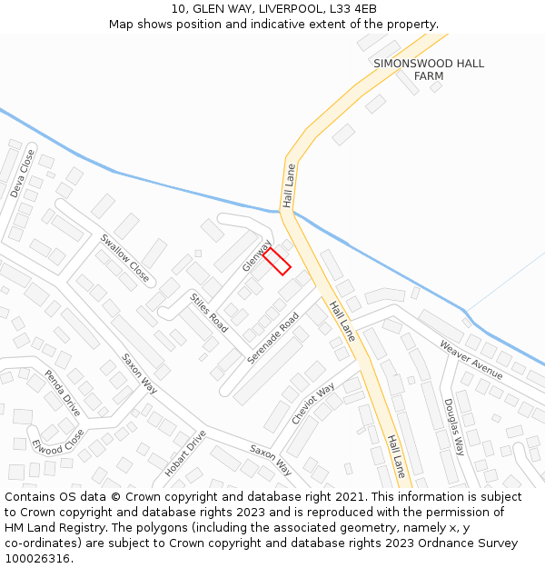 10, GLEN WAY, LIVERPOOL, L33 4EB: Location map and indicative extent of plot