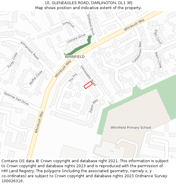 10, GLENEAGLES ROAD, DARLINGTON, DL1 3PJ: Location map and indicative extent of plot