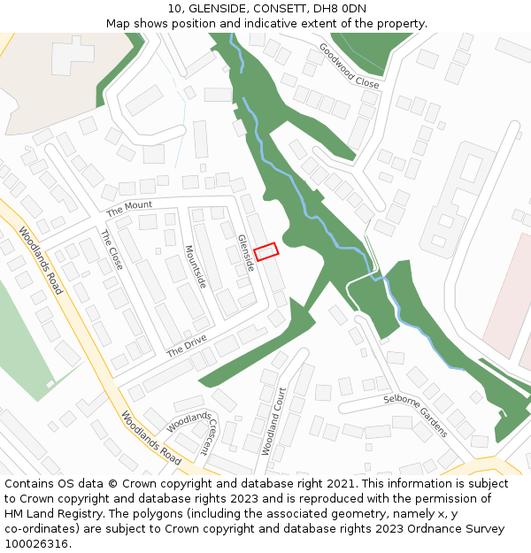 10, GLENSIDE, CONSETT, DH8 0DN: Location map and indicative extent of plot