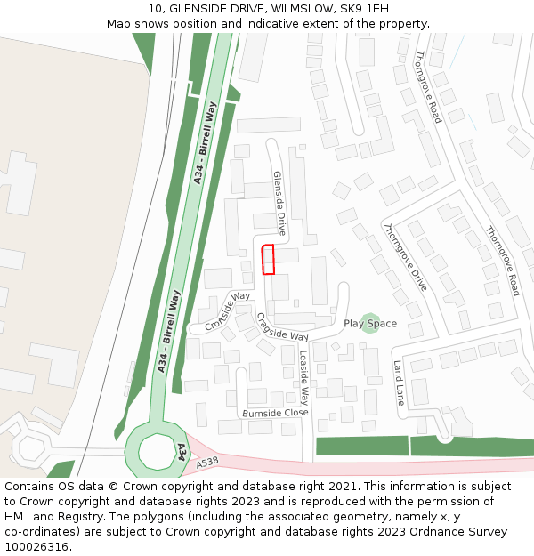 10, GLENSIDE DRIVE, WILMSLOW, SK9 1EH: Location map and indicative extent of plot