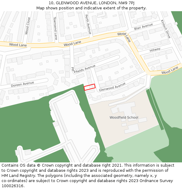 10, GLENWOOD AVENUE, LONDON, NW9 7PJ: Location map and indicative extent of plot