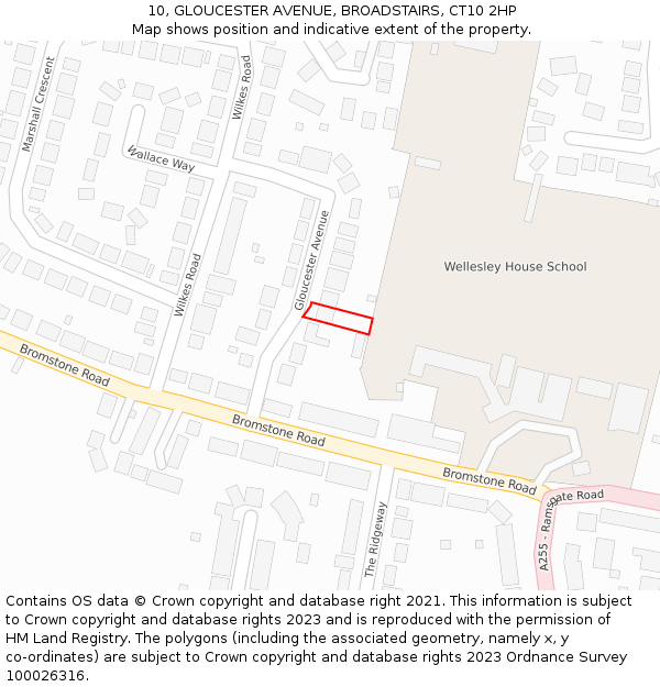 10, GLOUCESTER AVENUE, BROADSTAIRS, CT10 2HP: Location map and indicative extent of plot