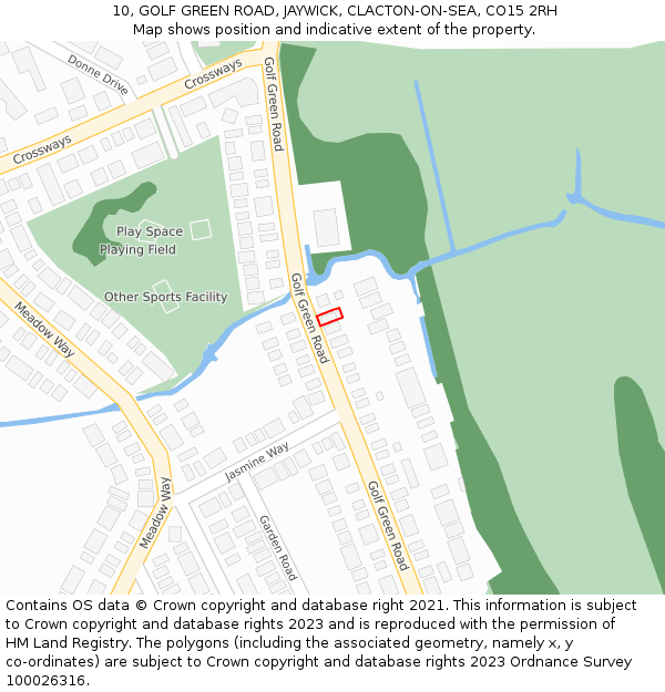 10, GOLF GREEN ROAD, JAYWICK, CLACTON-ON-SEA, CO15 2RH: Location map and indicative extent of plot