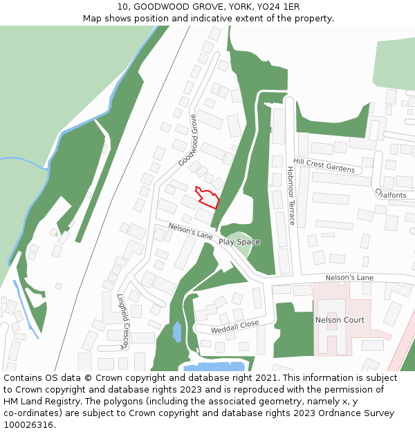 10, GOODWOOD GROVE, YORK, YO24 1ER: Location map and indicative extent of plot