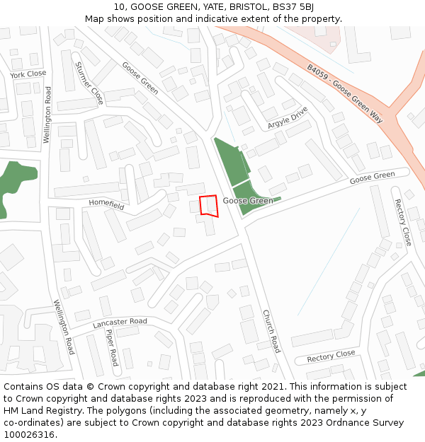 10, GOOSE GREEN, YATE, BRISTOL, BS37 5BJ: Location map and indicative extent of plot