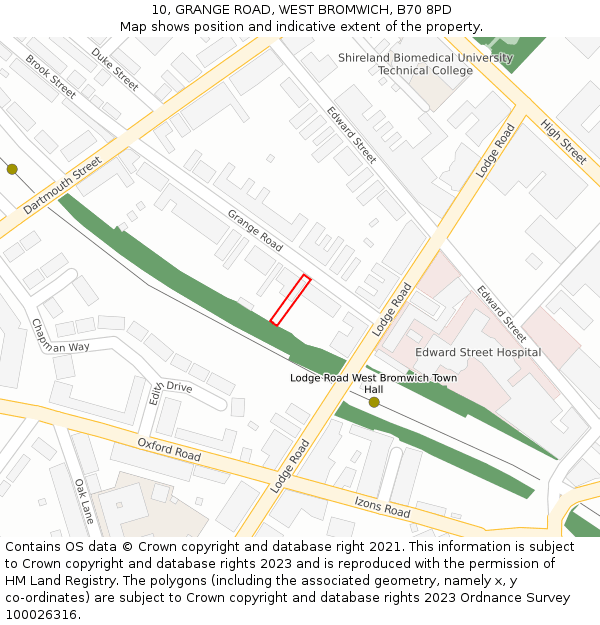 10, GRANGE ROAD, WEST BROMWICH, B70 8PD: Location map and indicative extent of plot