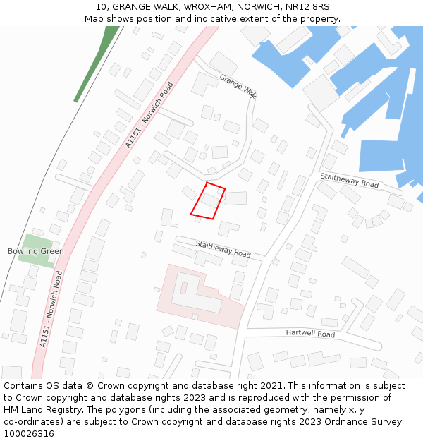 10, GRANGE WALK, WROXHAM, NORWICH, NR12 8RS: Location map and indicative extent of plot