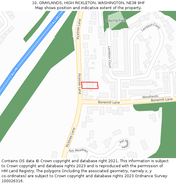 10, GRAYLANDS, HIGH RICKLETON, WASHINGTON, NE38 9HF: Location map and indicative extent of plot