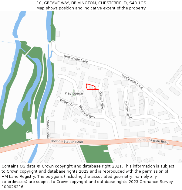 10, GREAVE WAY, BRIMINGTON, CHESTERFIELD, S43 1GS: Location map and indicative extent of plot