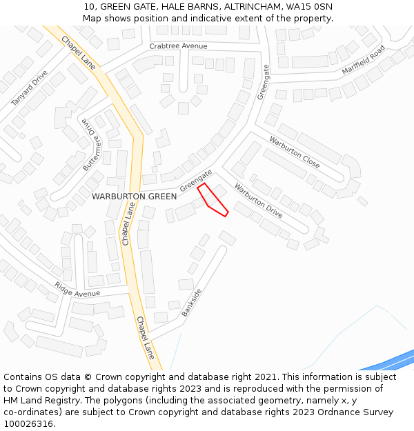 10, GREEN GATE, HALE BARNS, ALTRINCHAM, WA15 0SN: Location map and indicative extent of plot