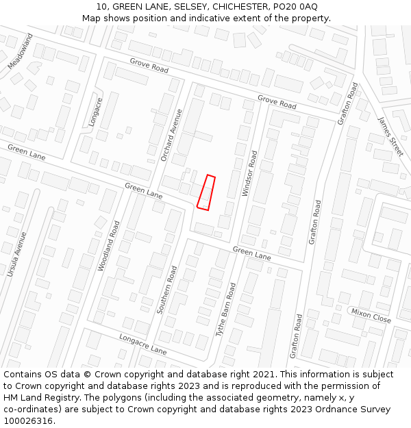 10, GREEN LANE, SELSEY, CHICHESTER, PO20 0AQ: Location map and indicative extent of plot