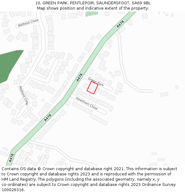 10, GREEN PARK, PENTLEPOIR, SAUNDERSFOOT, SA69 9BL: Location map and indicative extent of plot