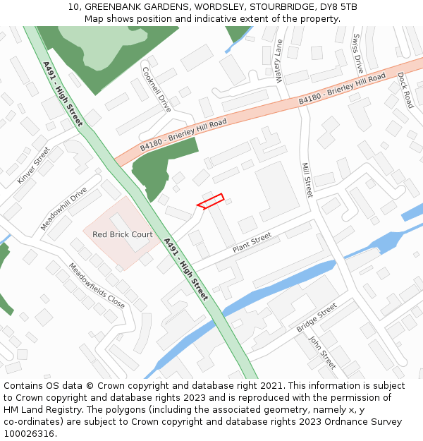 10, GREENBANK GARDENS, WORDSLEY, STOURBRIDGE, DY8 5TB: Location map and indicative extent of plot