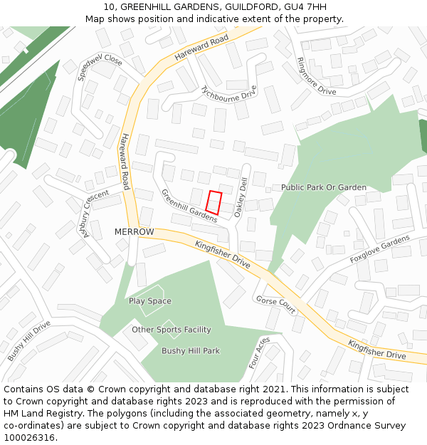 10, GREENHILL GARDENS, GUILDFORD, GU4 7HH: Location map and indicative extent of plot