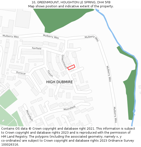 10, GREENMOUNT, HOUGHTON LE SPRING, DH4 5FB: Location map and indicative extent of plot