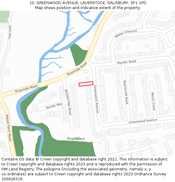 10, GREENWOOD AVENUE, LAVERSTOCK, SALISBURY, SP1 1PD: Location map and indicative extent of plot