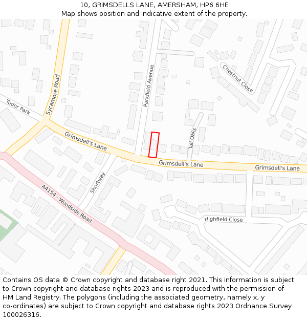 10, GRIMSDELLS LANE, AMERSHAM, HP6 6HE: Location map and indicative extent of plot