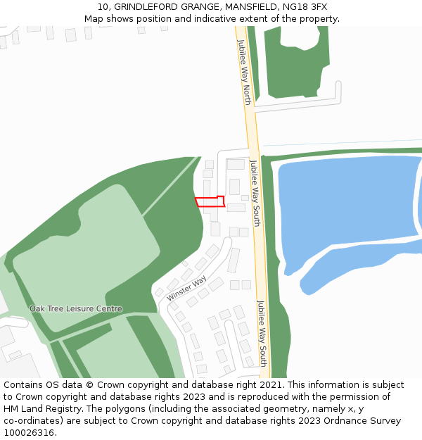 10, GRINDLEFORD GRANGE, MANSFIELD, NG18 3FX: Location map and indicative extent of plot
