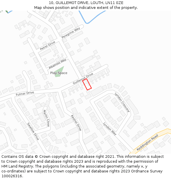 10, GUILLEMOT DRIVE, LOUTH, LN11 0ZE: Location map and indicative extent of plot