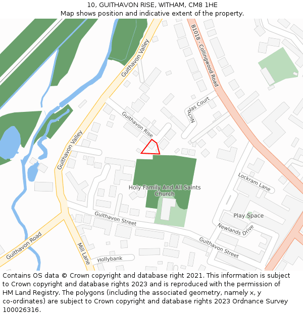 10, GUITHAVON RISE, WITHAM, CM8 1HE: Location map and indicative extent of plot